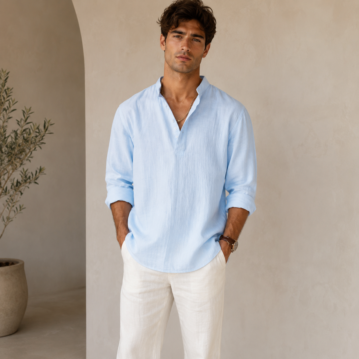 ROMMY Ellis Cotton Shirt in Light Blue – Men's Shirt | Rommy