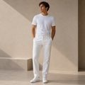 ROMMY Ashton Herringbone Trouser in White – Men's Trousers | Rommy