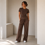 ROMMY Luna Fitted Tee in Brown – Women's T-Shirt | Rommy