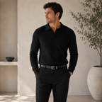 ROMMY Carter Knitted Polo in Black – Men's Polo | Rommy