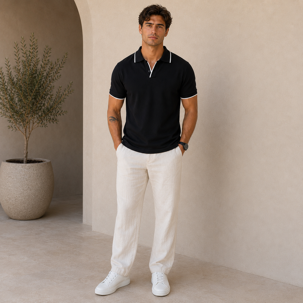ROMMY Archer Polo in Black – Men's Polo | Rommy