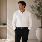 ROMMY Carter Knitted Polo in White – Men's Polo | Rommy