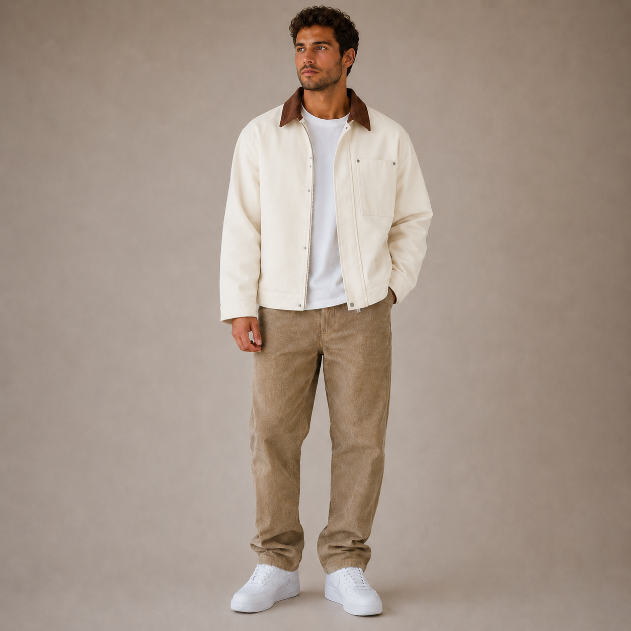 ROMMY Retro Lapel Jacket in Off White – Men's Jacket | Rommy