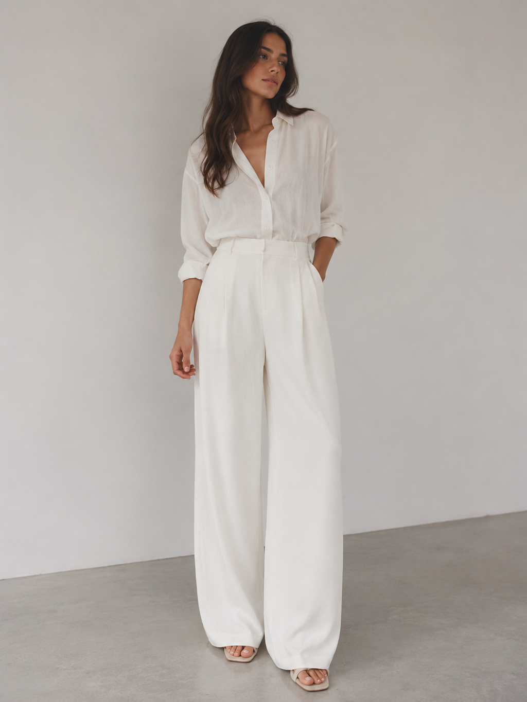ROMMY Camille Tailored Pant in White – Women's Pants | Rommy
