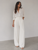 ROMMY Camille Tailored Pant in White – Women's Pants | Rommy