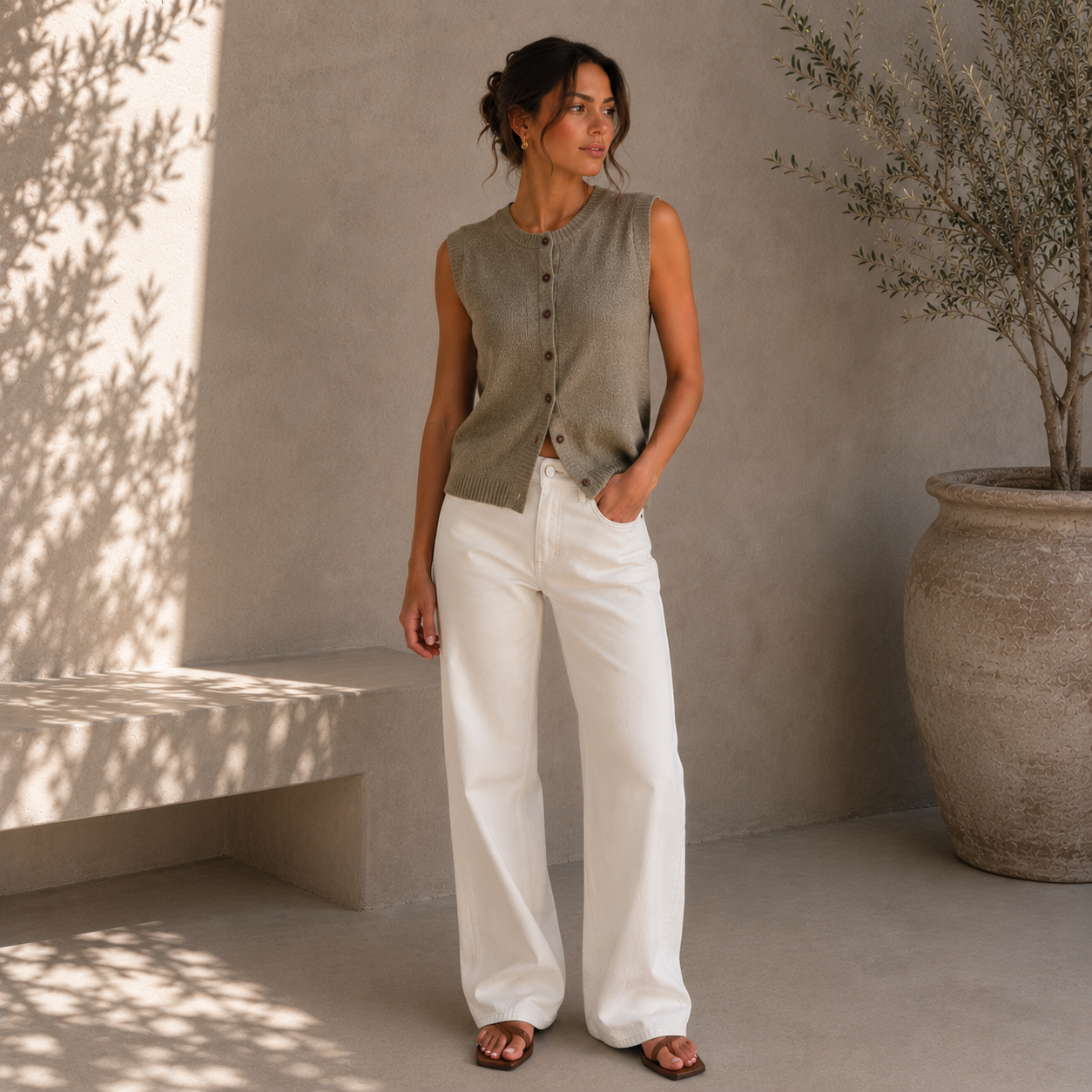 ROMMY Sienna Knit Cardigan in Ivory Green – Women's Cardigan | Rommy