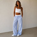 ROMMY Frankie Plaid Pants in Striped Blue – Women's Pants | Rommy