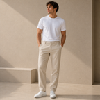 ROMMY Ashton Herringbone Trouser in Beige – Men's Trousers | Rommy