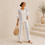 ROMMY Capri Stripe Set in Blue Stripes – Women's Co-ord Set | Rommy