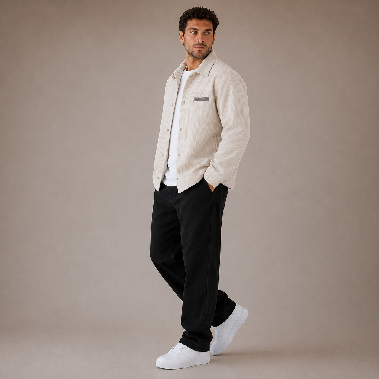 ROMMY Cooper Corduroy Jacket in Cream – Men's Jacket | Rommy