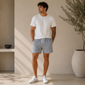 ROMMY Bondi Stripe Short in Black Vertical Stripe – Men's Shorts | Rommy