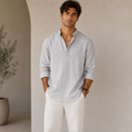 ROMMY Ellis Cotton Shirt in Light Washed Grey – Men's Shirt | Rommy