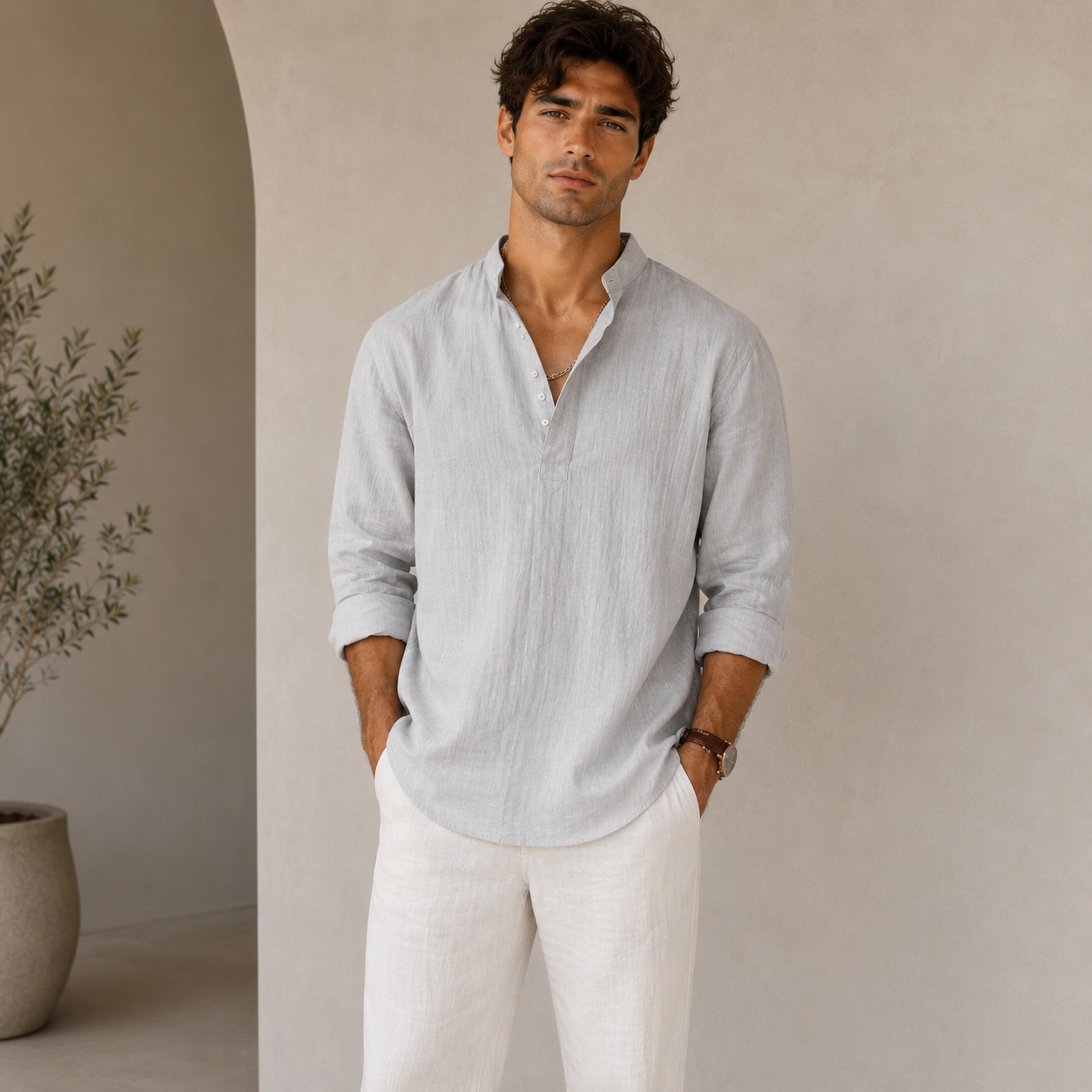 ROMMY Ellis Cotton Shirt in Light Washed Grey – Men's Shirt | Rommy