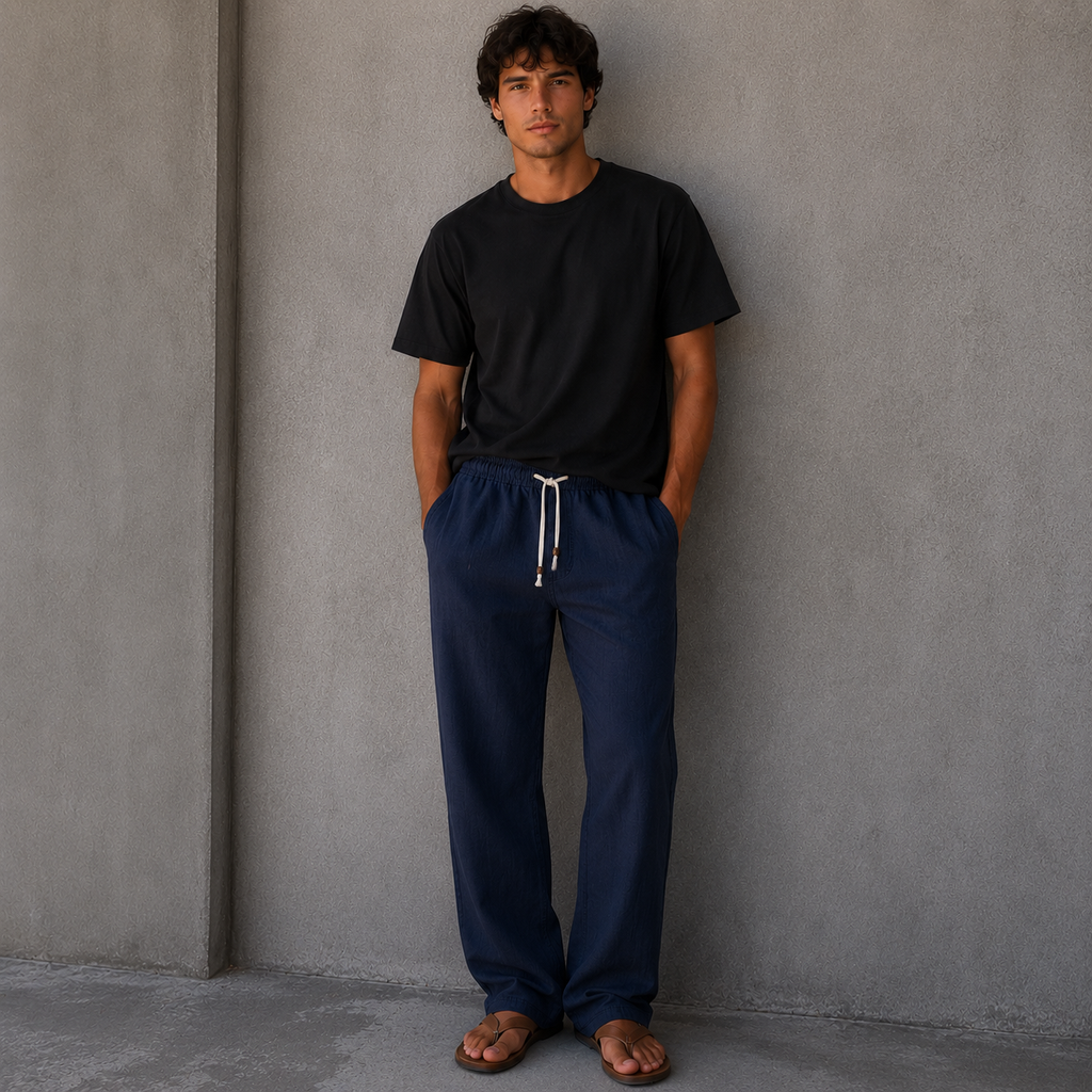 ROMMY Harbour Linen Pant in Navy Blue – Men's Linen Pants | Rommy