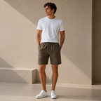 ROMMY Bryon Linen Short in Army Green – Men's Shorts | Rommy