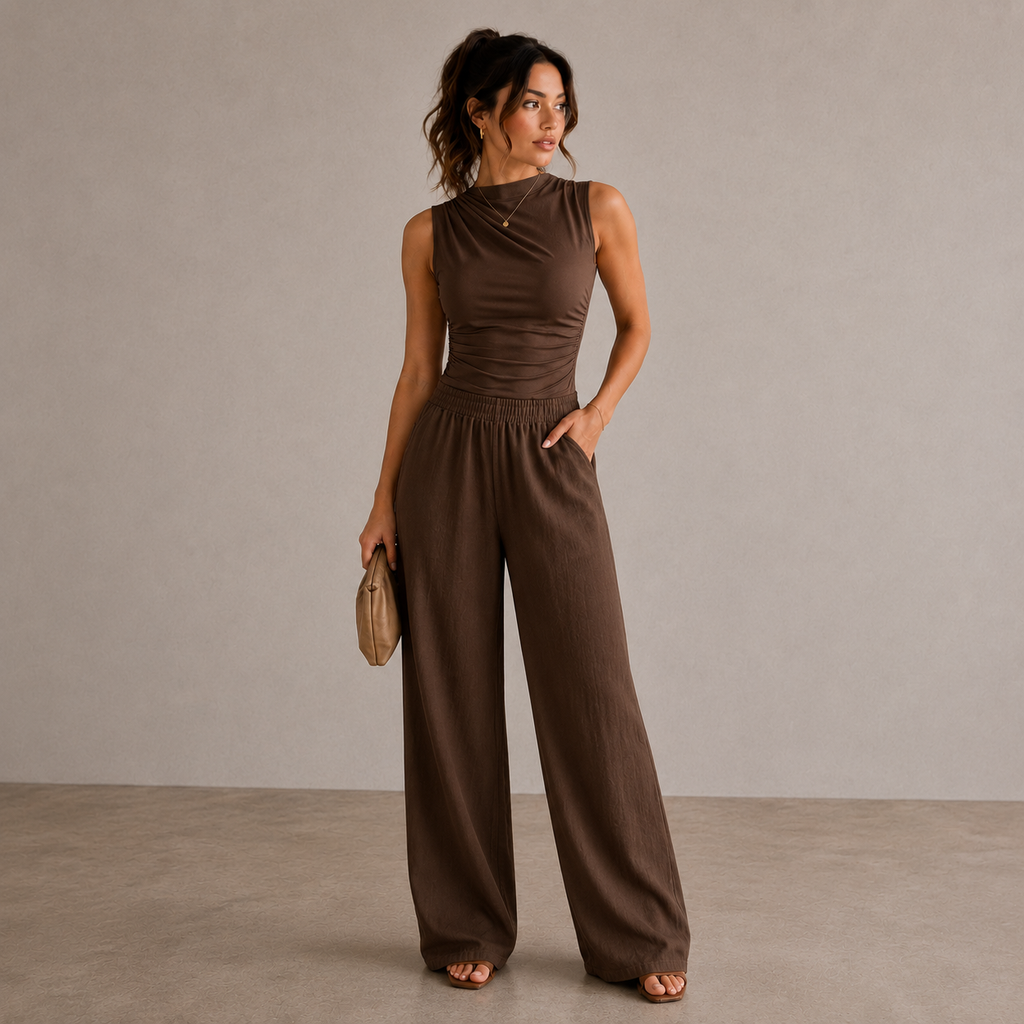 ROMMY Harper Drape Top in Brown – Women's Top | Rommy