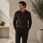 ROMMY Carter Knitted Polo in Dark Brown – Men's Polo | Rommy
