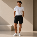 ROMMY Bryon Linen Short in Black – Men's Shorts | Rommy