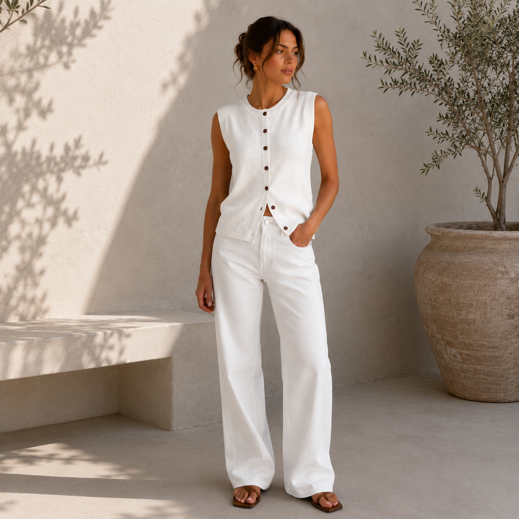 ROMMY Sienna Knit Cardigan in White – Women's Cardigan | Rommy
