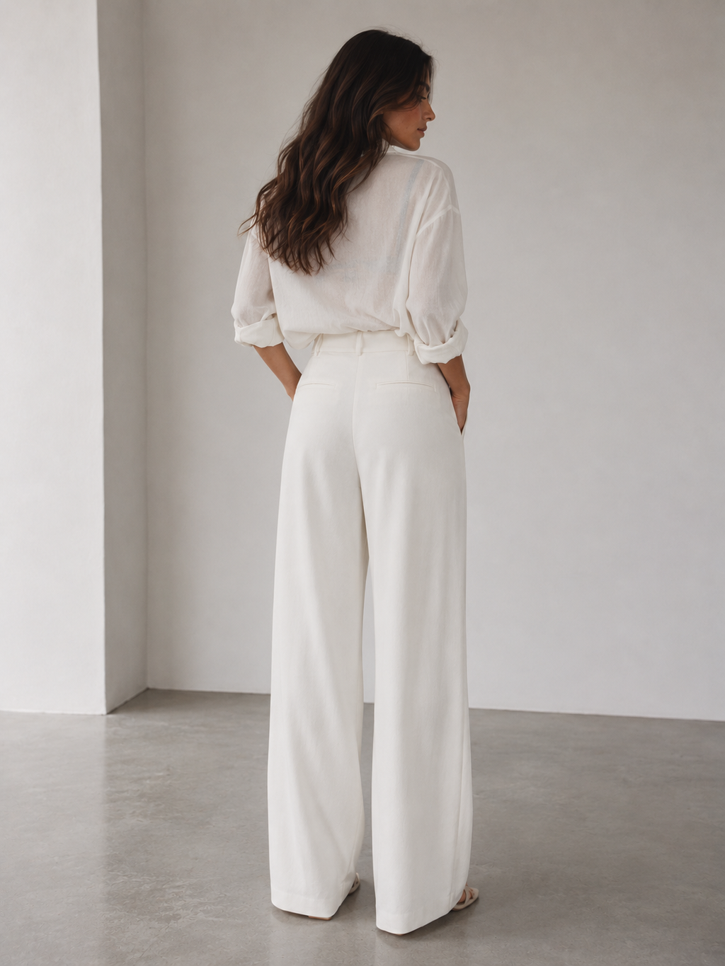 ROMMY Camille Tailored Pant in White – Women's Pants | Rommy
