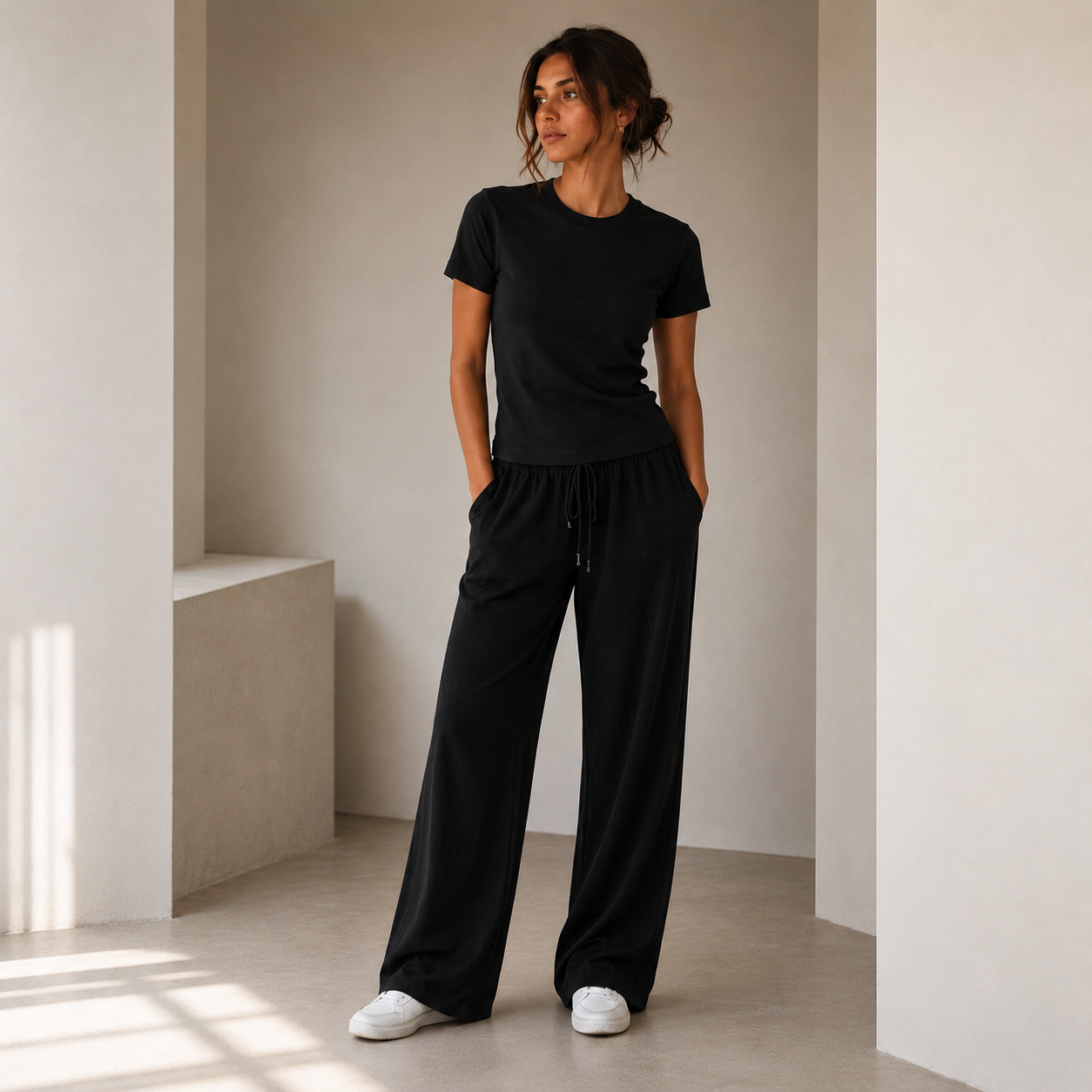 ROMMY Luna Fitted Tee in Black – Women's T-Shirt | Rommy