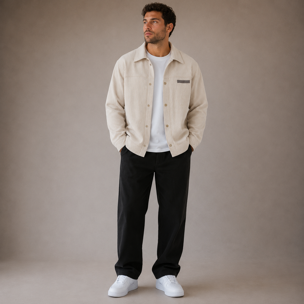 ROMMY Cooper Corduroy Jacket in Cream – Men's Jacket | Rommy