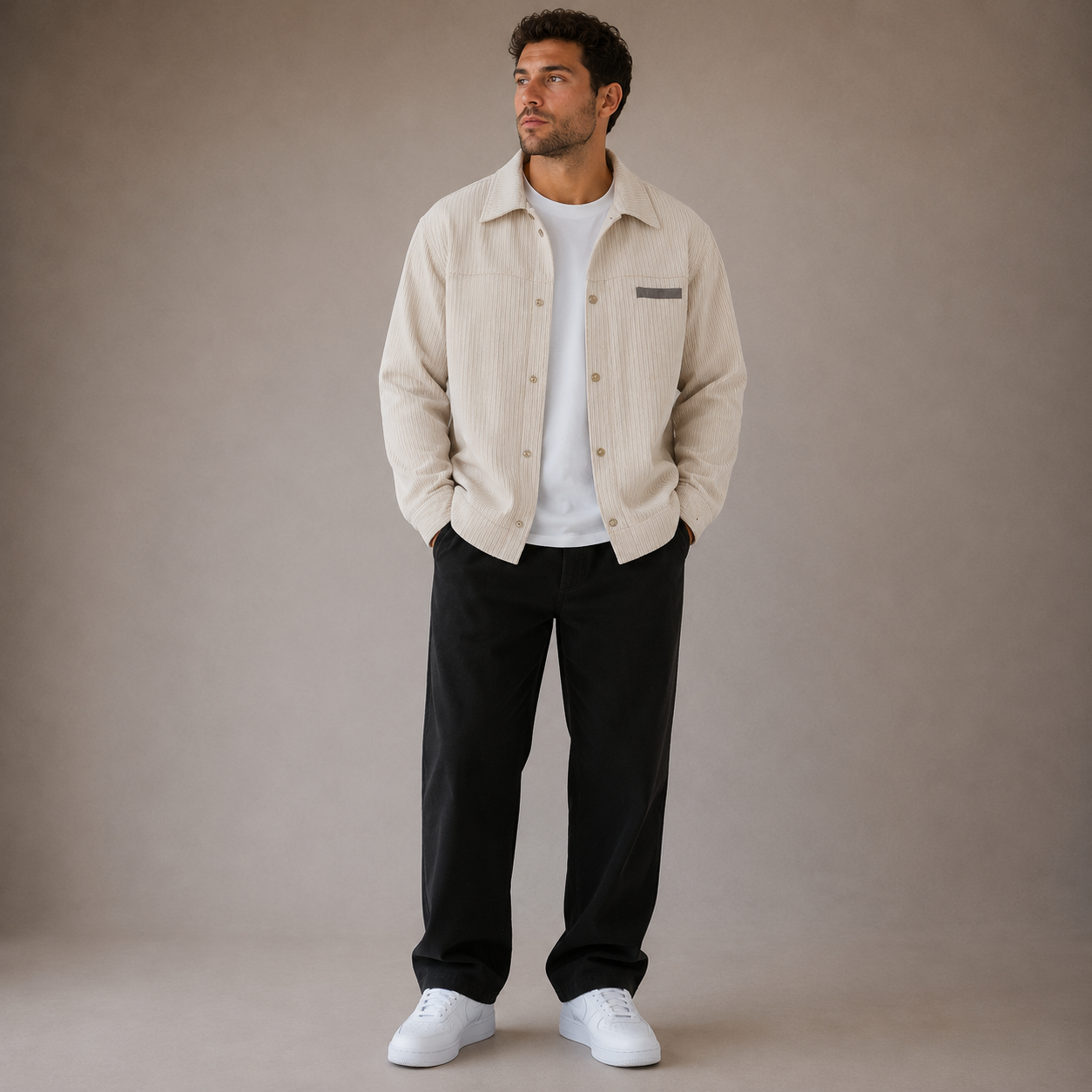 ROMMY Cooper Corduroy Jacket in Cream – Men's Jacket | Rommy